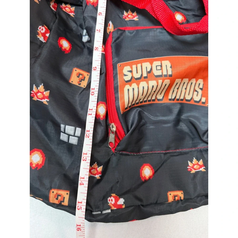 Nintendo Super Mario Bros CultureFly Pixel Art Duffle Bag Black Red Ripstop